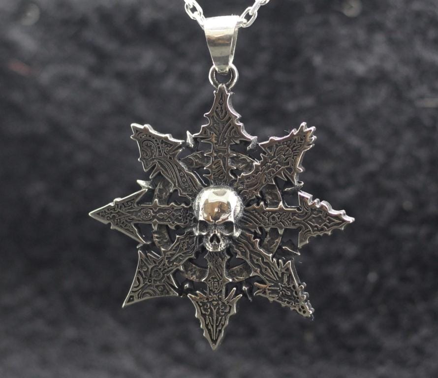 IMG_6605 BIG Star of Chaos with skull Tzeentch WarHammer 40k Pendant - Image 1